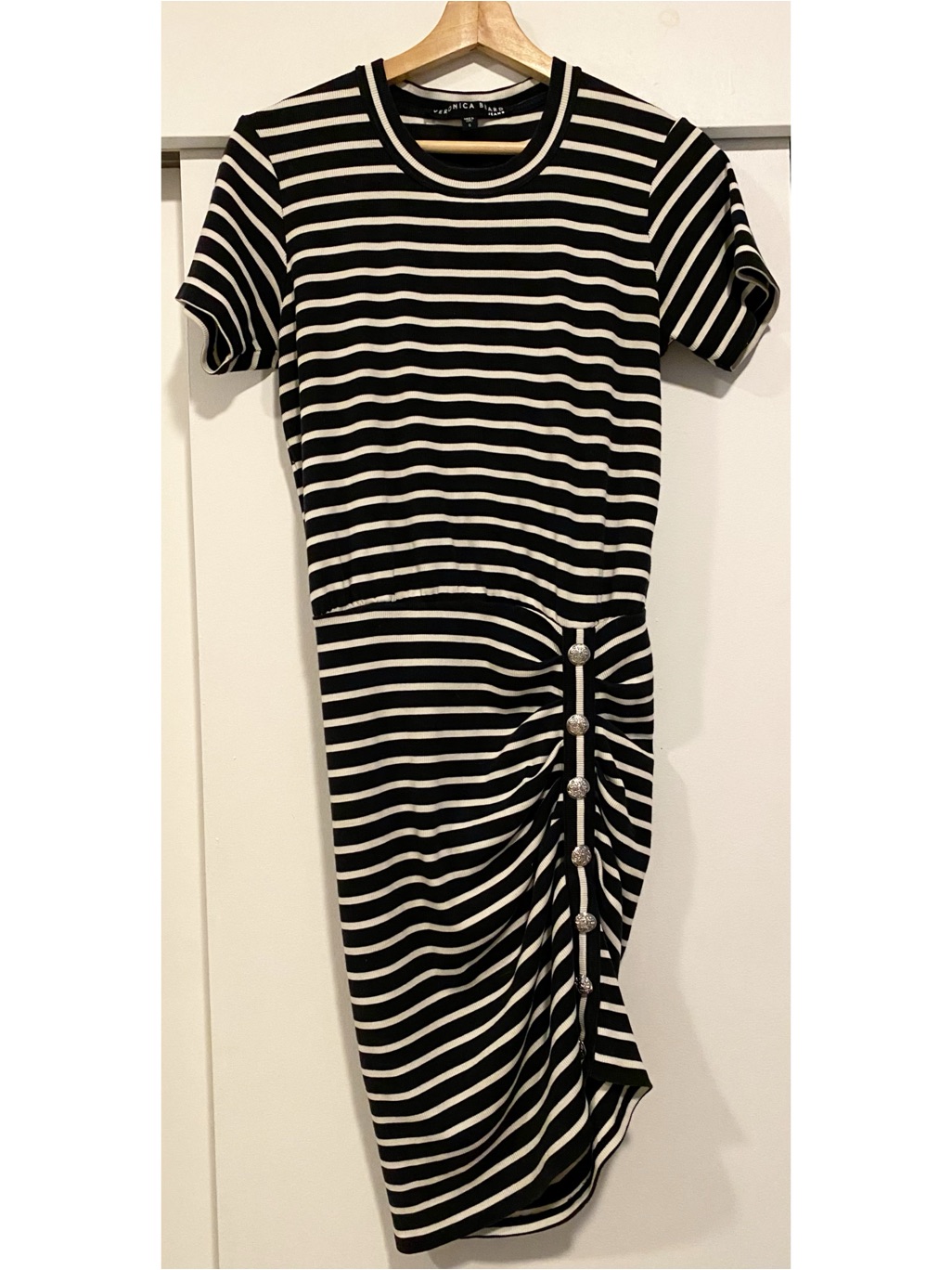 Veronica Beard Cortland Striped Ruched Mini Bodycon Dress Small Preppy Nautical